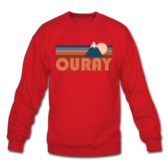 Ouray, Colorado Sweatshirt - Retro Mountain Ouray Crewneck Sweatshirt - red