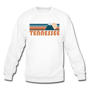 Tennessee Sweatshirt - Retro Mountain Tennessee Crewneck Sweatshirt - white