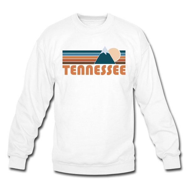 Tennessee Sweatshirt - Retro Mountain Tennessee Crewneck Sweatshirt - white