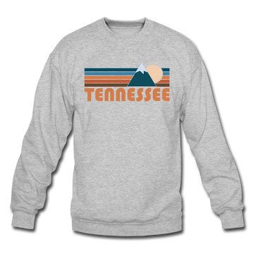Tennessee Sweatshirt - Retro Mountain Tennessee Crewneck Sweatshirt - heather gray