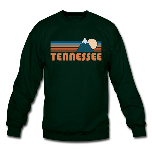 Tennessee Sweatshirt - Retro Mountain Tennessee Crewneck Sweatshirt - forest green