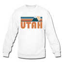 Utah Sweatshirt - Retro Mountain Utah Crewneck Sweatshirt - white