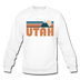 Utah Sweatshirt - Retro Mountain Utah Crewneck Sweatshirt - white