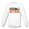 Utah Sweatshirt - Retro Mountain Utah Crewneck Sweatshirt - white