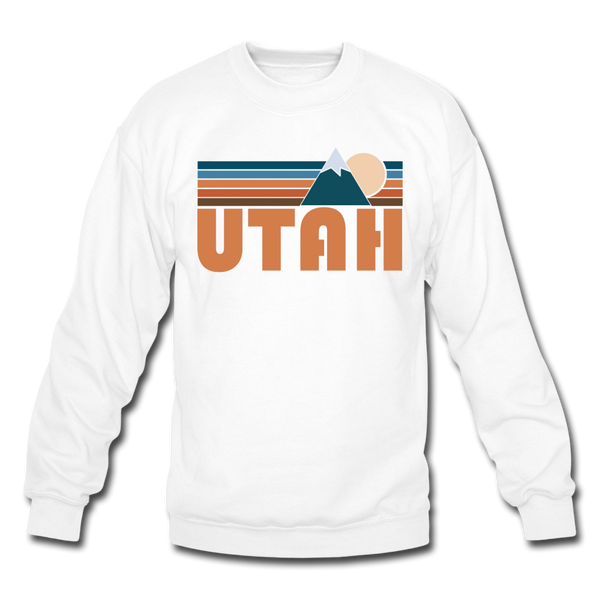 Utah Sweatshirt - Retro Mountain Utah Crewneck Sweatshirt - white