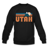 Utah Sweatshirt - Retro Mountain Utah Crewneck Sweatshirt - black