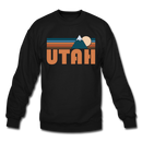Utah Sweatshirt - Retro Mountain Utah Crewneck Sweatshirt - black