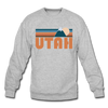 Utah Sweatshirt - Retro Mountain Utah Crewneck Sweatshirt - heather gray