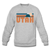 Utah Sweatshirt - Retro Mountain Utah Crewneck Sweatshirt - heather gray