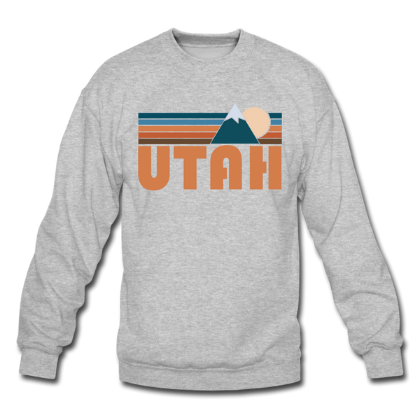 Utah Sweatshirt - Retro Mountain Utah Crewneck Sweatshirt - heather gray