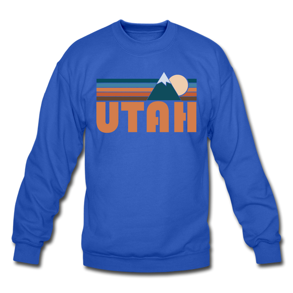 Utah Sweatshirt - Retro Mountain Utah Crewneck Sweatshirt - royal blue