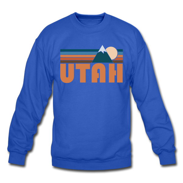 Utah Sweatshirt - Retro Mountain Utah Crewneck Sweatshirt - royal blue
