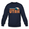 Utah Sweatshirt - Retro Mountain Utah Crewneck Sweatshirt - navy