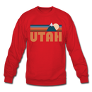 Utah Sweatshirt - Retro Mountain Utah Crewneck Sweatshirt - red