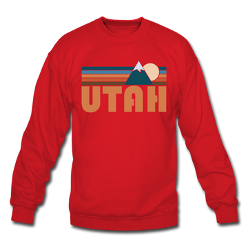Utah Sweatshirt - Retro Mountain Utah Crewneck Sweatshirt - red