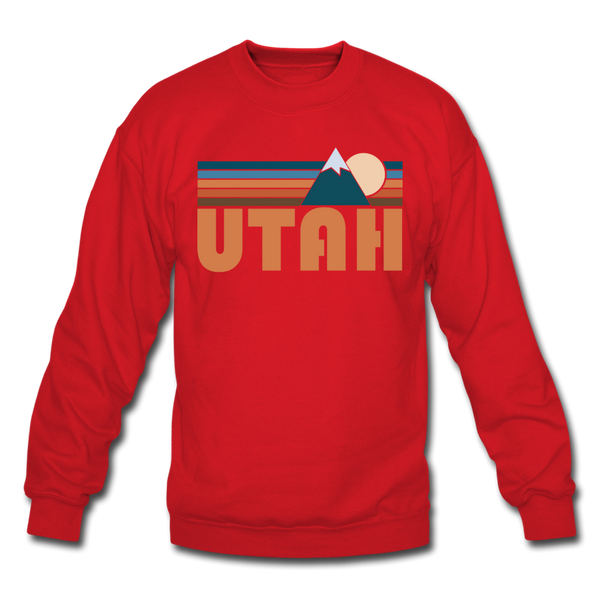 Utah Sweatshirt - Retro Mountain Utah Crewneck Sweatshirt - red