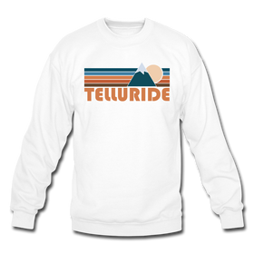 Telluride, Colorado Sweatshirt - Retro Mountain Telluride Crewneck Sweatshirt - white
