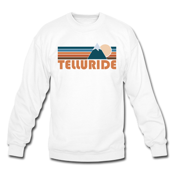 Telluride, Colorado Sweatshirt - Retro Mountain Telluride Crewneck Sweatshirt - white