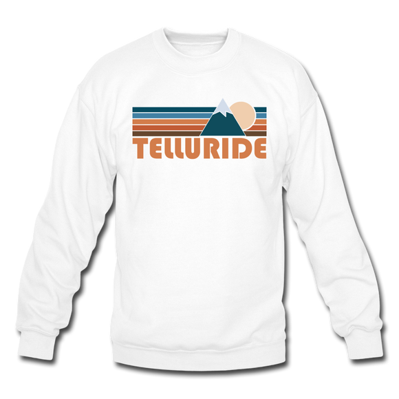 Telluride, Colorado Sweatshirt - Retro Mountain Telluride Crewneck Sweatshirt - white