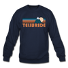 Telluride, Colorado Sweatshirt - Retro Mountain Telluride Crewneck Sweatshirt - navy
