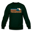 Telluride, Colorado Sweatshirt - Retro Mountain Telluride Crewneck Sweatshirt - forest green