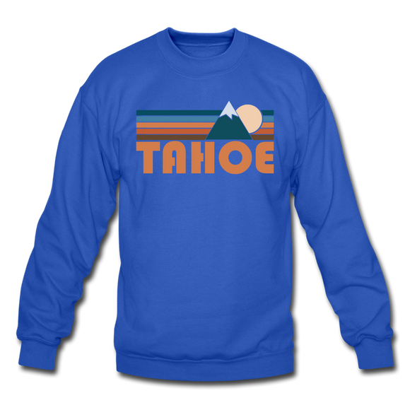 Tahoe, California Sweatshirt - Retro Mountain Tahoe Crewneck Sweatshirt - royal blue