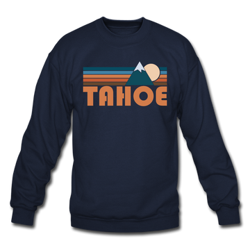 Tahoe, California Sweatshirt - Retro Mountain Tahoe Crewneck Sweatshirt - navy