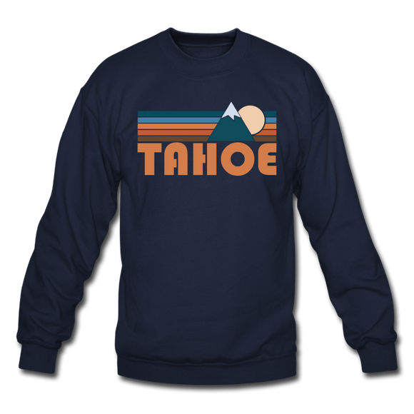 Tahoe, California Sweatshirt - Retro Mountain Tahoe Crewneck Sweatshirt - navy