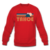 Tahoe, California Sweatshirt - Retro Mountain Tahoe Crewneck Sweatshirt - red