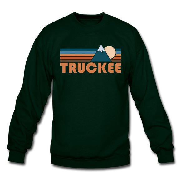 Truckee, California Sweatshirt - Retro Mountain Truckee Crewneck Sweatshirt - forest green