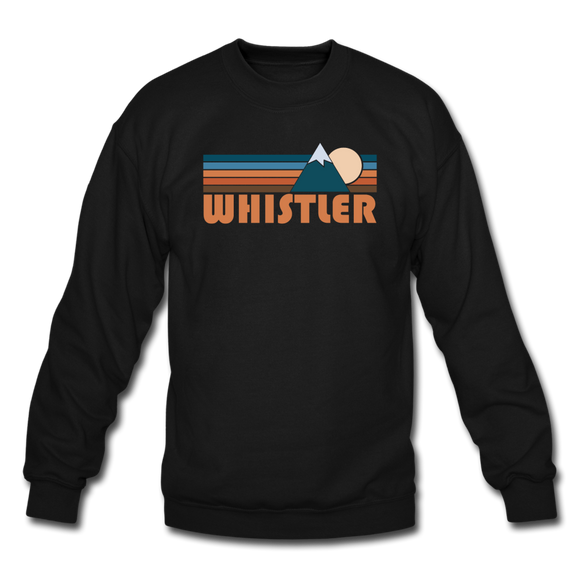Whistler, Canada Sweatshirt - Retro Mountain Whistler Crewneck Sweatshirt - black