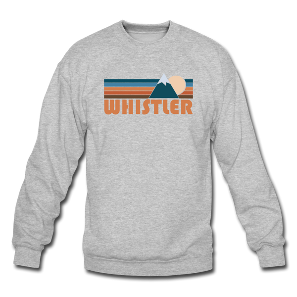 Whistler, Canada Sweatshirt - Retro Mountain Whistler Crewneck Sweatshirt - heather gray