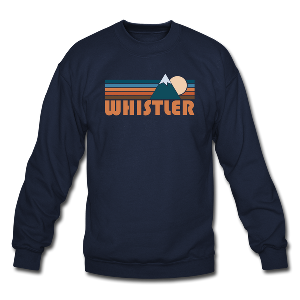 Whistler, Canada Sweatshirt - Retro Mountain Whistler Crewneck Sweatshirt - navy