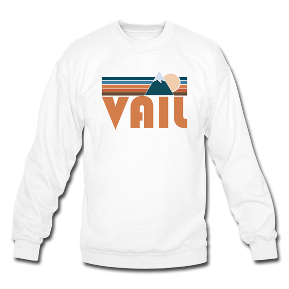 Vail, Colorado Sweatshirt - Retro Mountain Vail Crewneck Sweatshirt - white