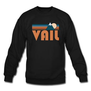 Vail, Colorado Sweatshirt - Retro Mountain Vail Crewneck Sweatshirt - black