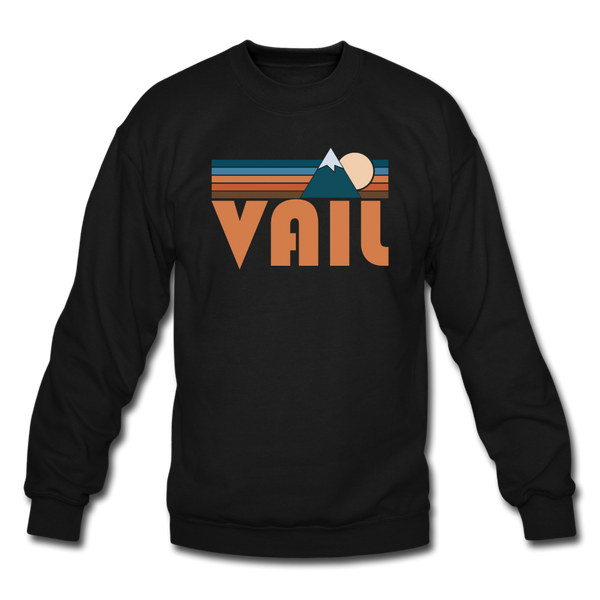 Vail, Colorado Sweatshirt - Retro Mountain Vail Crewneck Sweatshirt - black