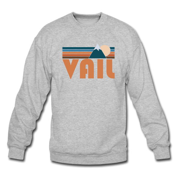 Vail, Colorado Sweatshirt - Retro Mountain Vail Crewneck Sweatshirt - heather gray