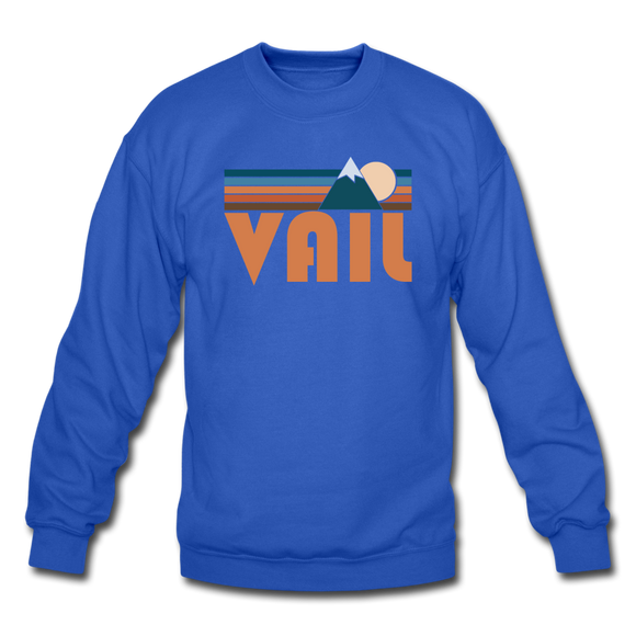 Vail, Colorado Sweatshirt - Retro Mountain Vail Crewneck Sweatshirt - royal blue