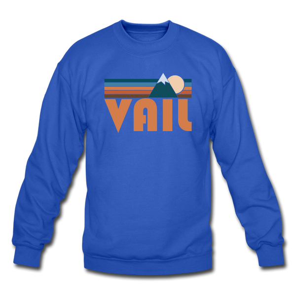 Vail, Colorado Sweatshirt - Retro Mountain Vail Crewneck Sweatshirt - royal blue