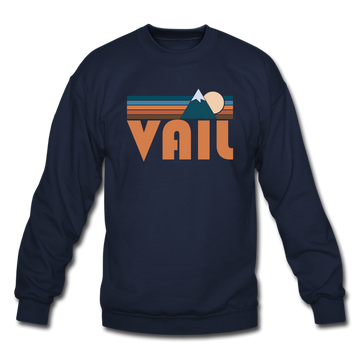 Vail, Colorado Sweatshirt - Retro Mountain Vail Crewneck Sweatshirt - navy