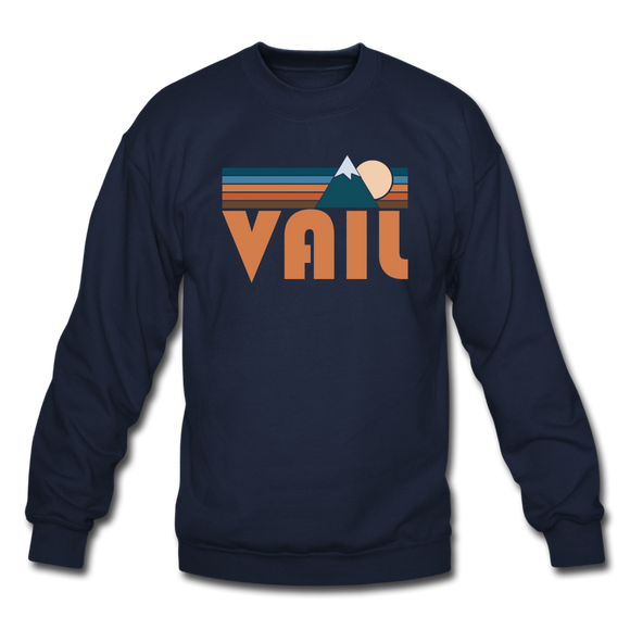 Vail, Colorado Sweatshirt - Retro Mountain Vail Crewneck Sweatshirt - navy