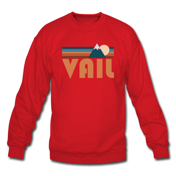 Vail, Colorado Sweatshirt - Retro Mountain Vail Crewneck Sweatshirt - red