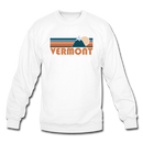 Vermont Sweatshirt - Retro Mountain Vermont Crewneck Sweatshirt - white