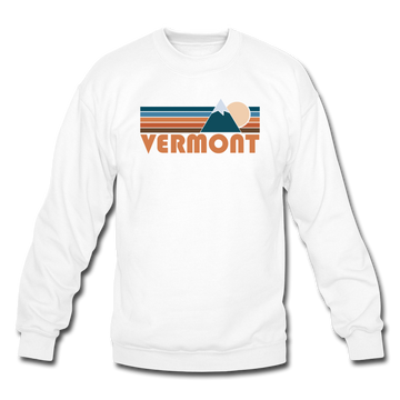 Vermont Sweatshirt - Retro Mountain Vermont Crewneck Sweatshirt - white