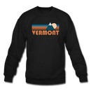Vermont Sweatshirt - Retro Mountain Vermont Crewneck Sweatshirt - black