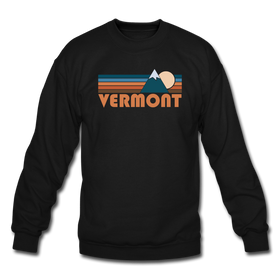 Vermont Sweatshirt - Retro Mountain Vermont Crewneck Sweatshirt - black