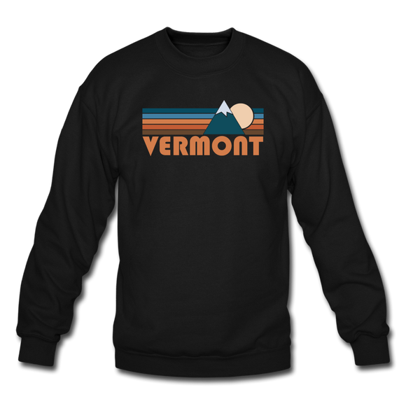 Vermont Sweatshirt - Retro Mountain Vermont Crewneck Sweatshirt - black