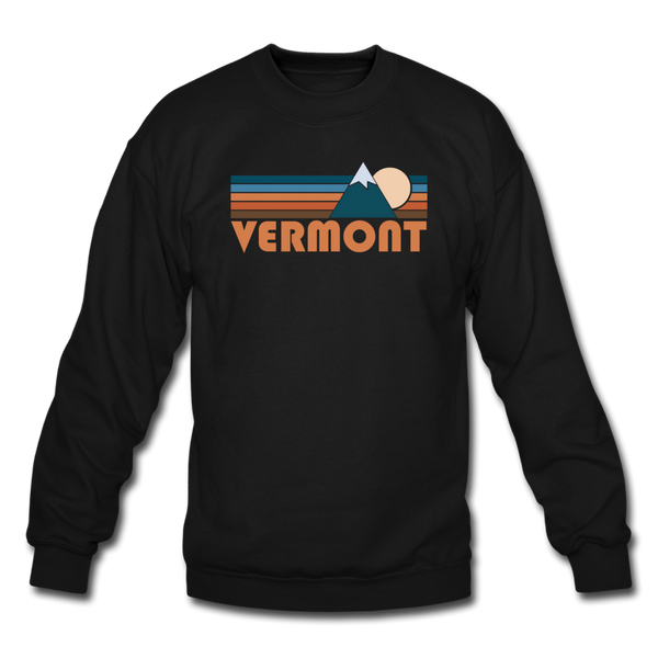 Vermont Sweatshirt - Retro Mountain Vermont Crewneck Sweatshirt - black