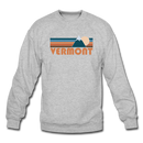 Vermont Sweatshirt - Retro Mountain Vermont Crewneck Sweatshirt - heather gray