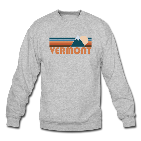 Vermont Sweatshirt - Retro Mountain Vermont Crewneck Sweatshirt - heather gray
